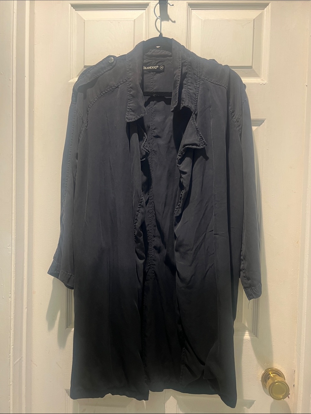 Blank NYC Black Draped Trench Coat/Duster